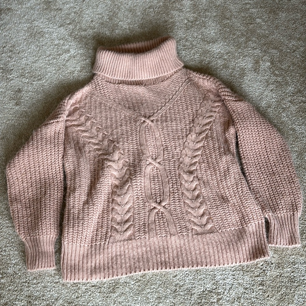 Jeanne Pierre White Cotton Cable Knit Turtleneck Warm Sweater